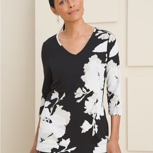 NWT Chico’s Center-Seam Floral-Print Knit Tunic
